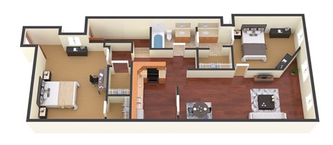 Floor plan for 1 bed, 1 bath, 1106 sqft